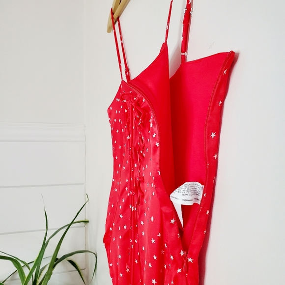 Red Bodysuit By Zara Adjustable Satin Star Corset - Picture 5 of 10